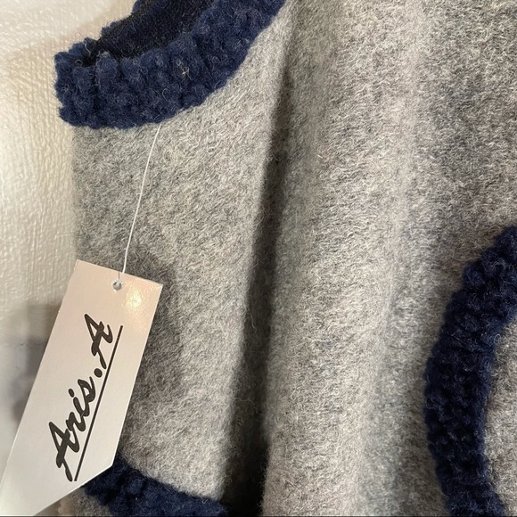 NWT Aris. A Wool Blend Circle Knit Design Open Front Sleeveless Sweater Duster - Picture 13 of 16
